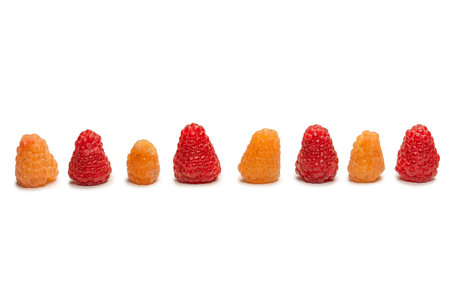 Tasty raspberries isolated on a white background.