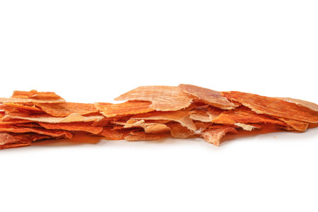 A group of tasty beer snacks. Dehydrated chicken meat slices.