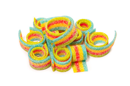 Colorful gummy candies. top view. isolated on a white background.