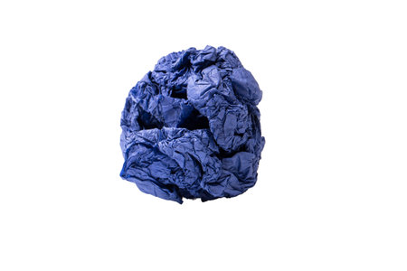 Crumpled purple paper isolated on white background. copyspace.の写真素材