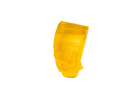 Sweet fruit jelly dessert isolated on a white background. gelatin cubes.の写真素材