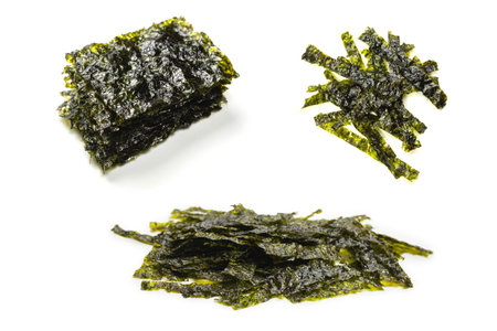 Tasty nori seaweed isolated on a white background.の写真素材