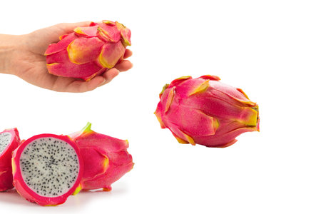Sweet tasty dragon fruit or pitaya isolated on white background.の写真素材
