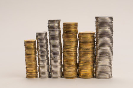 Pile of coins isolated on a white background. banking and money.の写真素材