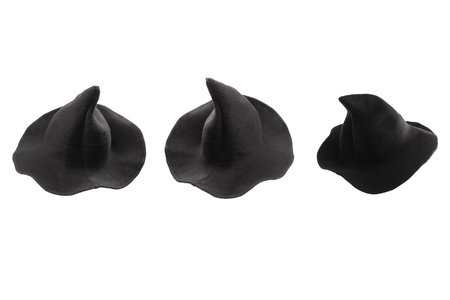 Witch wool hat isolated on white background. Halooween cloth.の写真素材