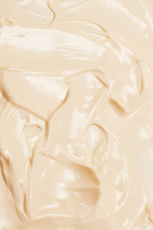 White whipped cream texture. Top view.
