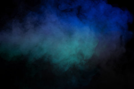 Blue and green steam on a black background. copyspace.の写真素材