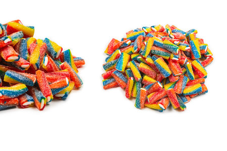 Colorful tubes, jelly candies. Top view.の写真素材
