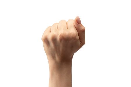 Woman hand isolated on a white background.の写真素材