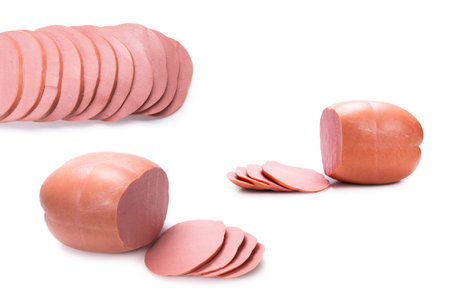 Boiled sausage isolated on white background.の写真素材