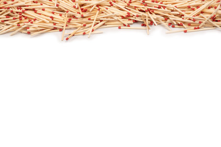New matchsticks isolated on a background. top view.の写真素材