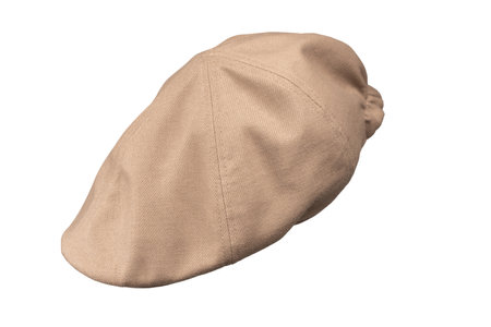 Light brown ascot cap isolated on a white background.の写真素材