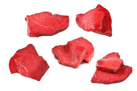 Beef steak isolated on white background.の写真素材