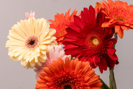 Bouquet of colorful gerbera flowers isolated on a white background.の写真素材