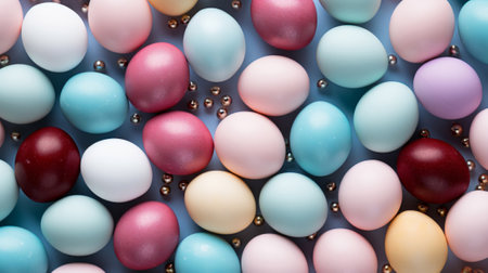 Colorful easter eggs as a background.の素材
