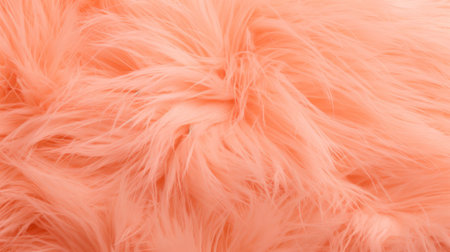 Feathers in a peach fuzz color as a background. Top view.の素材
