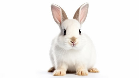 White cute bunny rabbit isolated on a white background.の素材