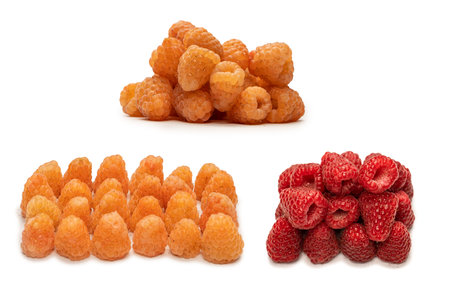 Tasty raspberries isolated on a white background.