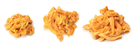Dried melon slices isolated on a white background. Dried fruit.