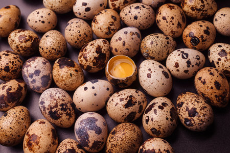 Group of quail eggs as a background. Raw eggs.の写真素材