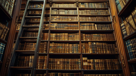 Old library interior, library books.の素材