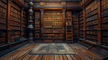 Old library interior, library books.の素材