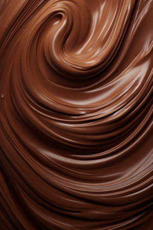 Swirls of chocolate cream as a background. Hot chocolate.の素材
