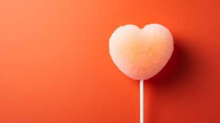 Heart shaped tasty red lolly with copy space.の素材