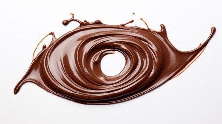 Hot melted chocolate swirl isolated on a white backgroundの素材
