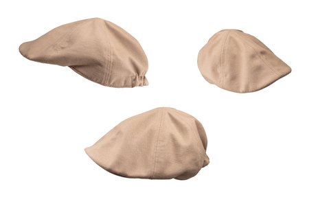 Light brown ascot cap isolated on a white background.の写真素材