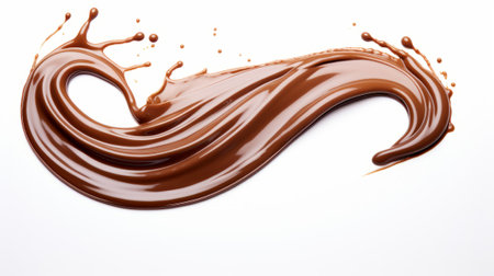 Hot melted chocolate swirl isolated on a white backgroundの素材