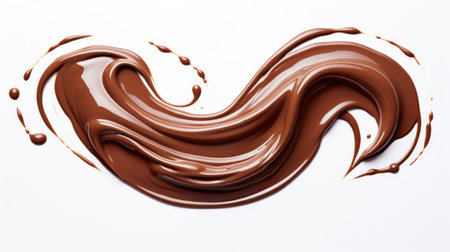 Hot melted chocolate swirl isolated on a white backgroundの素材
