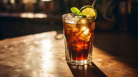 Classic cuba libre cocktail, acohol drink.の素材