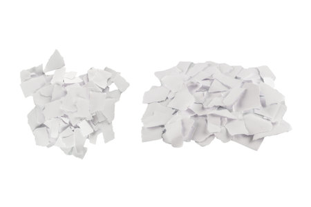 Empty white paper pieces isolated. Space for text or design.の写真素材