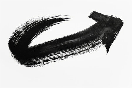 Black arrow pointing to the right isolated on a white background.の素材