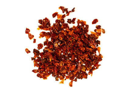 Dried tomatoes isolated on a white background.
