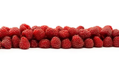 Tasty fresh raspberry isolated on a white background. Top view.