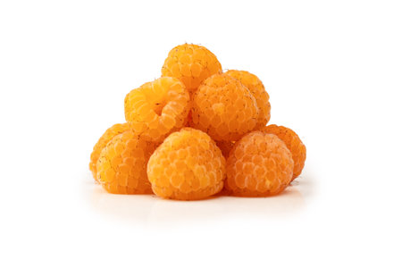 Tasty fresh raspberry isolated on a white background. Top view.