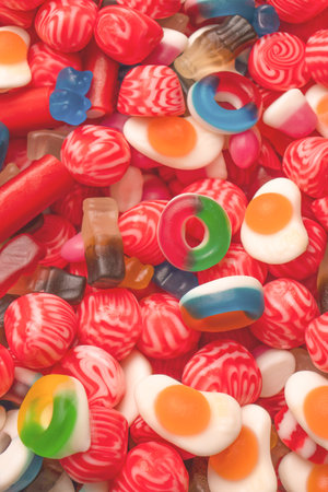 Tasty mix of jelly colorful candies. Delicious marmalade.の写真素材