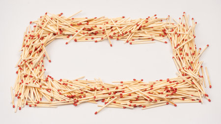 Matchsticks isolated on a background. top view.の写真素材