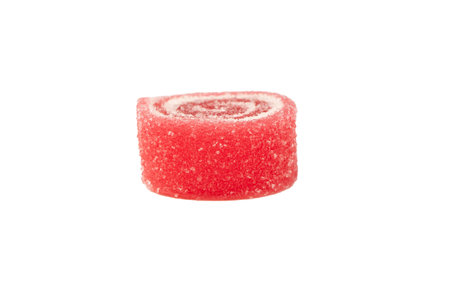 Jelly sweet candy roll isolated on a white background. Marmalade candy.の写真素材