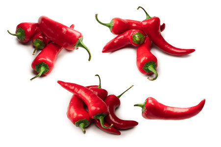 Red hot chili pepper isolated on a white background.の写真素材
