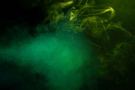 Blue and green steam on a black background. copyspace.の写真素材