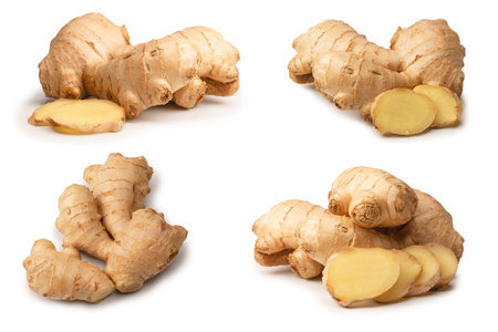 Ginger root isolated on a white background.の写真素材