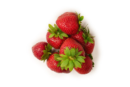 Strawberry. Fresh group of berries isolated on a white background.の写真素材