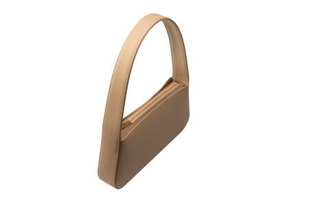 Beige women leather bag isolated on a white background.の写真素材