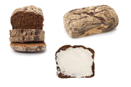 Brown bread isolated on white background.の写真素材