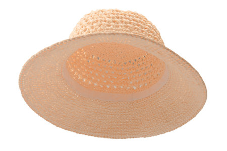 Straw summer hat with isolated on a white background.の写真素材