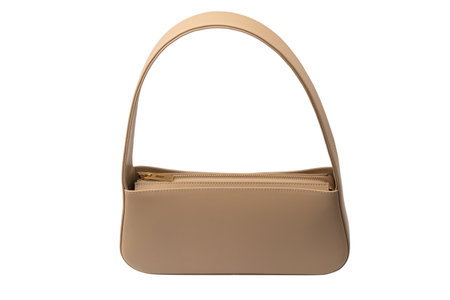 Beige women leather bag isolated on a white background.の写真素材