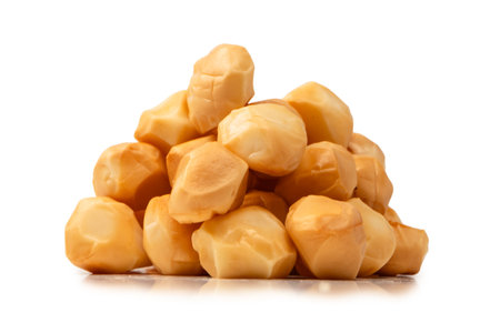 Chunks of cheese isolated on a white background.の写真素材